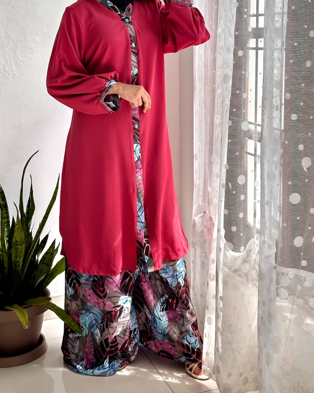 Red Stylish Co-Ord Set Paired With  Nursing Friendly Top & Skirt Palazzo Pants (Free Size)