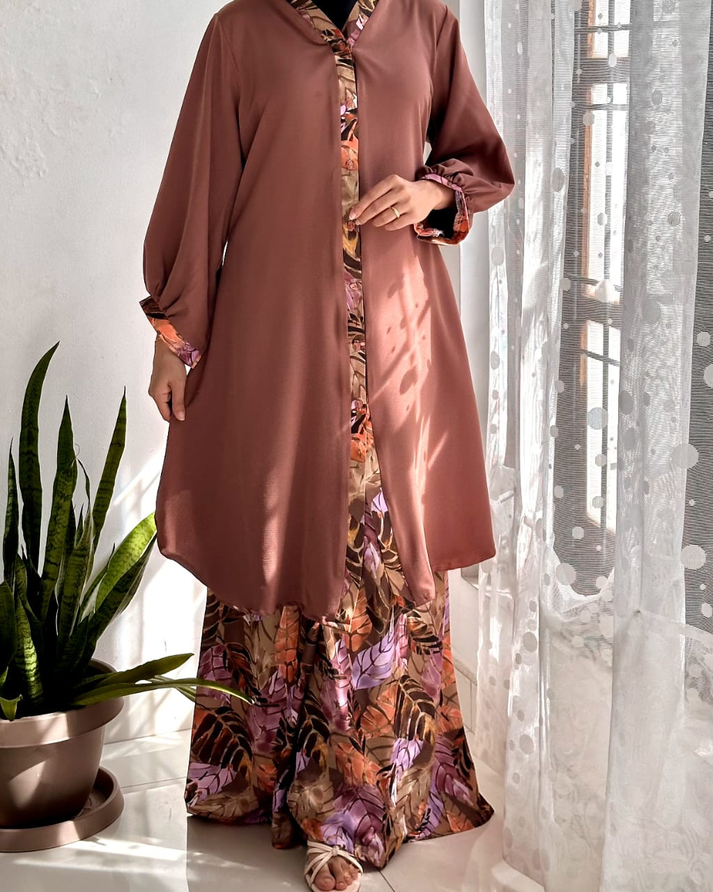 Brown Stylish Co-Ord Set Paired With  Nursing Friendly Top & Skirt Palazzo Pants (Free Size)