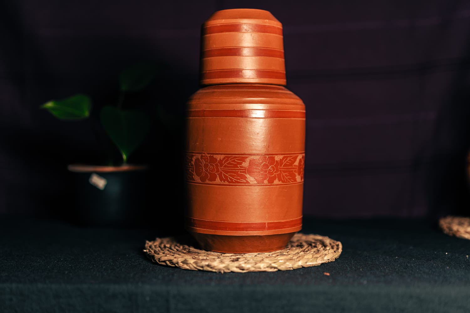 CLAY WATER CONTAINER WITH CUP